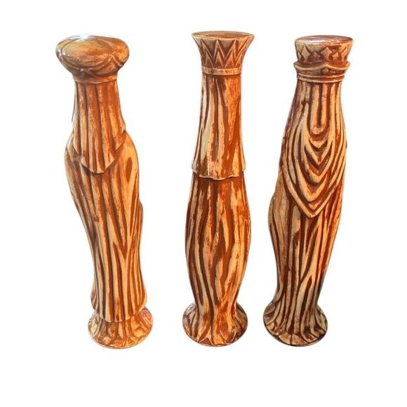 Vintage Hand Painted Ceramic Three Kings Nativity Mid Century Figurines - Picture 4 of 5